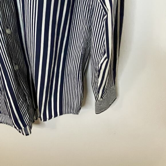 VTG 90s GAP Button Up Shirt Blue Vertical Stripe Classic Men Sz Med - Picture 6 of 13